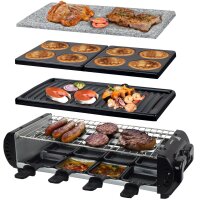 8er 4in1 Raclette Grill | Set | Tischgrill | Steinplatte...